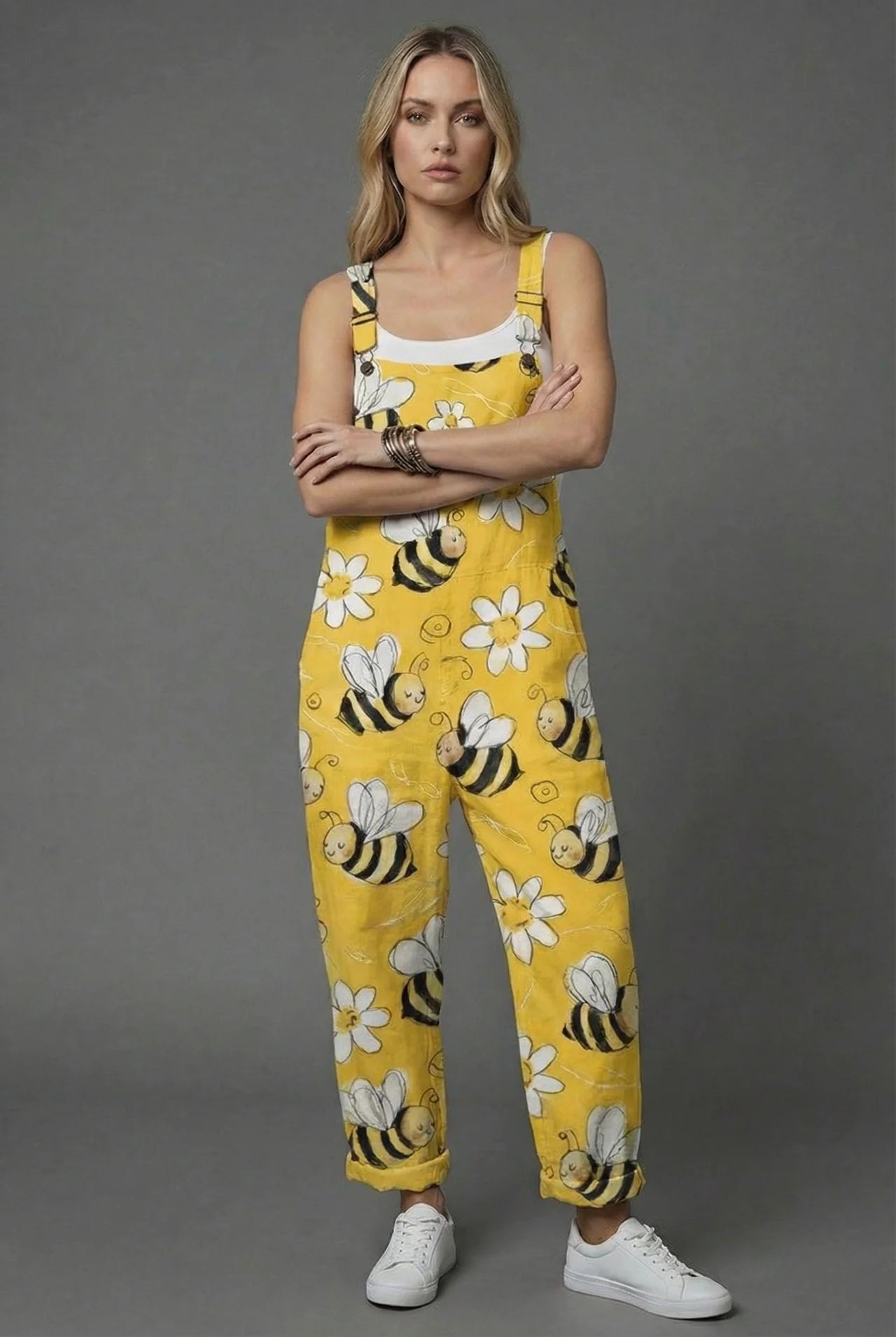 Floral Botanical Linen Style Summer Jumpsuit Women