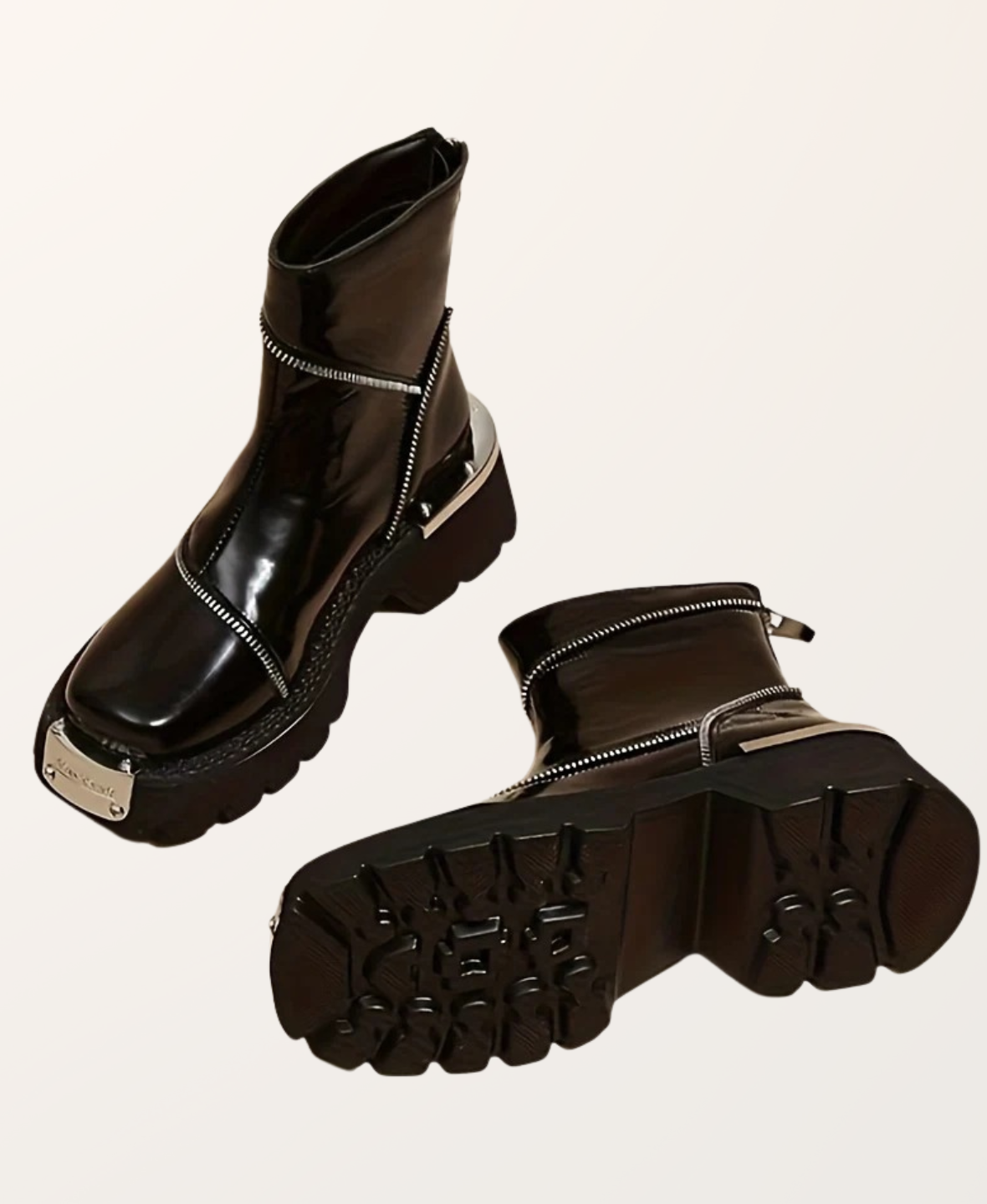 Women’s Platform Ankle Boots Square Toe and Zip