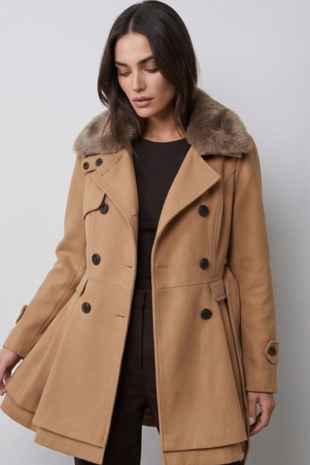 Classic Tailored Belted Longline Trench Coat Women
