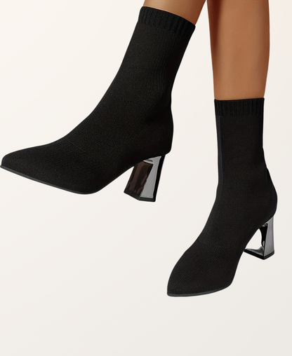 Women’s High Heel Sock Boots Block Heel