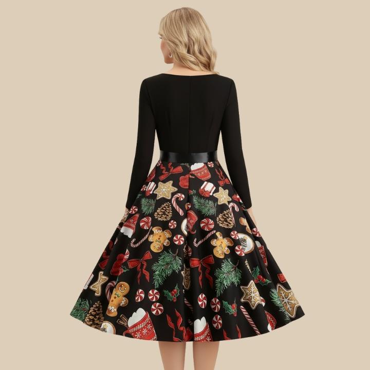 Women’s Christmas Vintage Print Dress