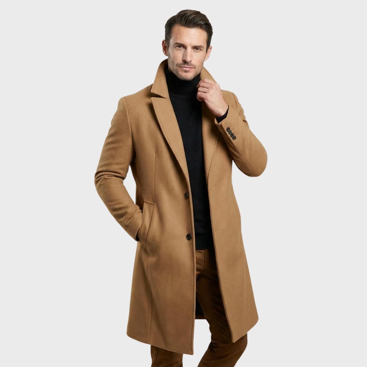 Men’s Formal Slim-Fit Tailored Long Coat