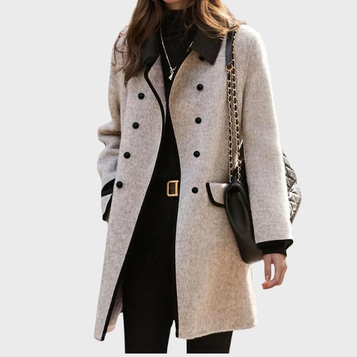Women’s  Fleece-Lined Lapel Trench Coat Khaki