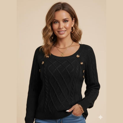 Women's Elegant Button-Front Knit Sweater