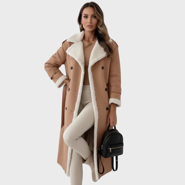 Women's Longline Faux Shearling Lined Winter Coat