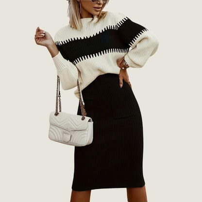 Women’s Split Skirt and Pullover Set