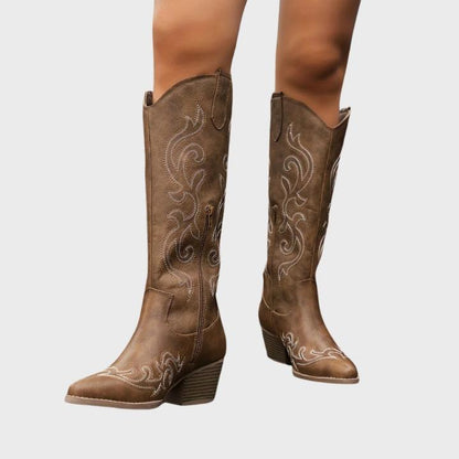 Women's Zip-Up Mid Heel Fashion Boots