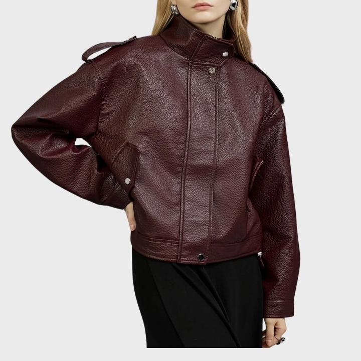 Women’s Retro Crimson Leather Jacket