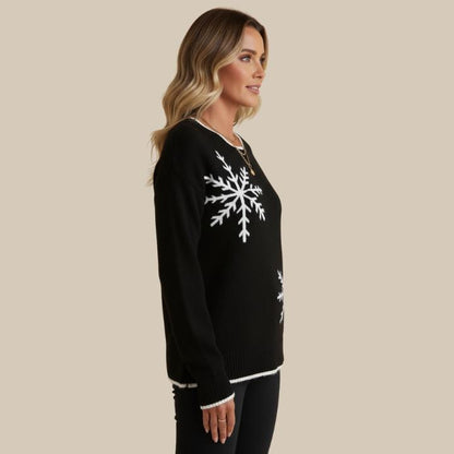 Women's Snowflake Crew Neck Knit Sweater