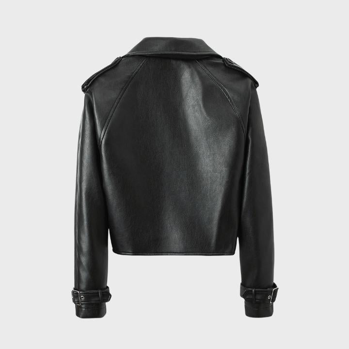 Women's Chic Wide Collar Short Biker Jacket