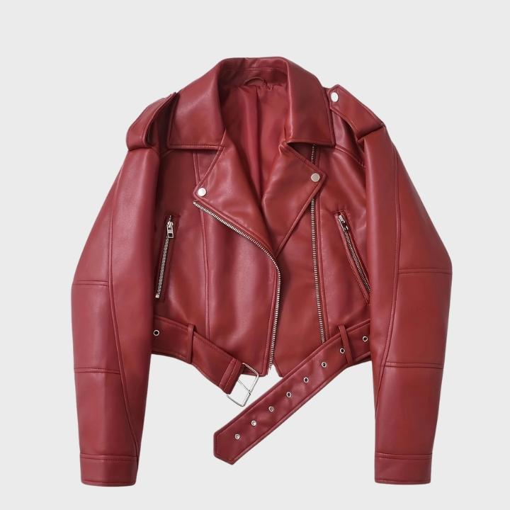 Women's Retro Belted Biker Jacket