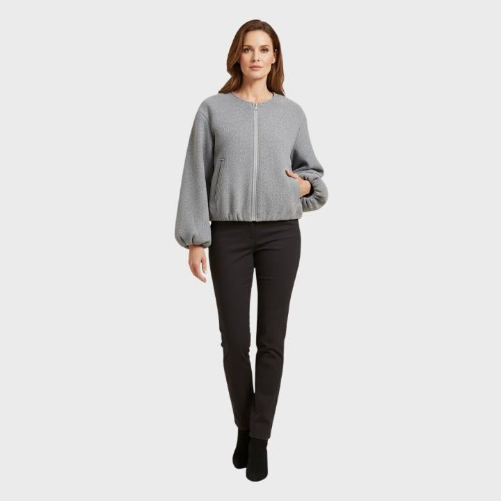 Women’s Soft Grey  Front Zipper Pilot Jacket