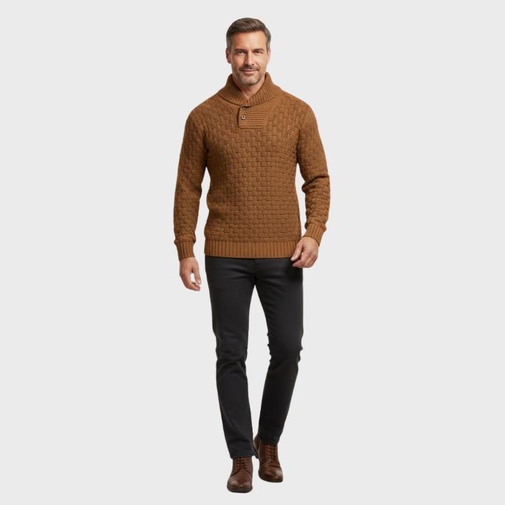 Men’s Waffle Knit Button Sweater