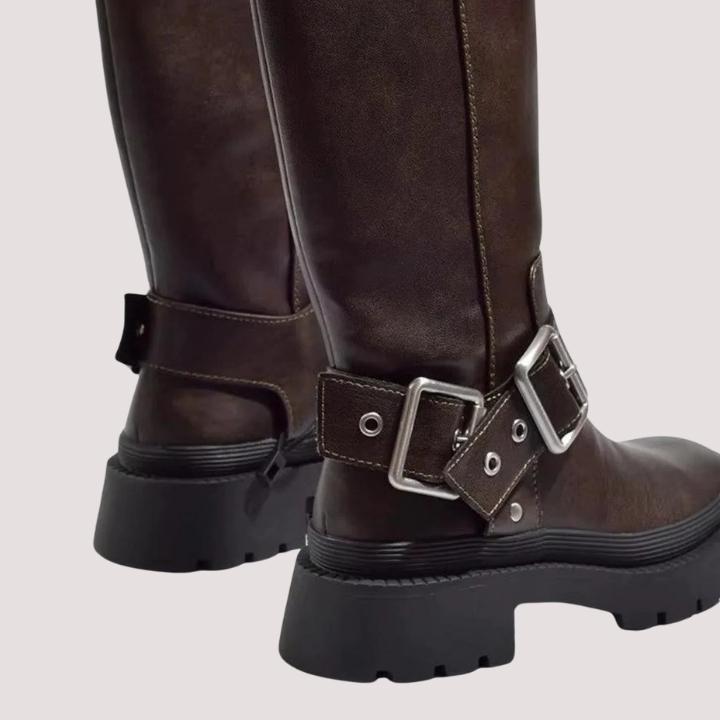 Women's Buckle Strap Knee-High Boots