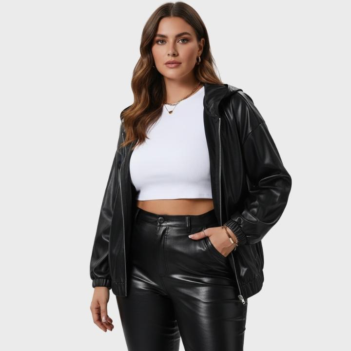 Women's Plus Size Zip-Up Hooded Jacket