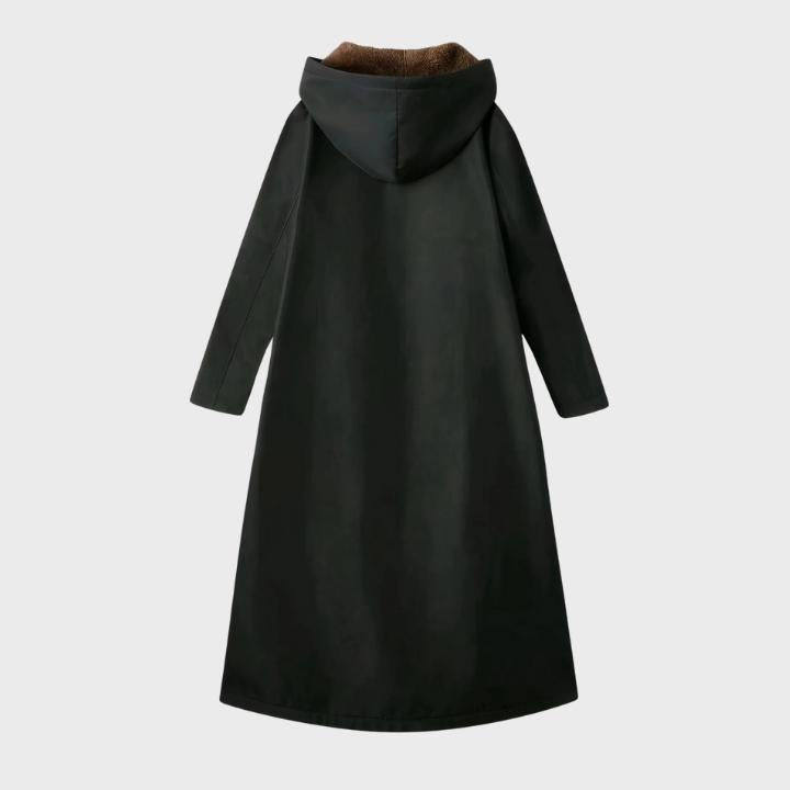 Women’s Elegant Plush-Lined Hooded Long Coat