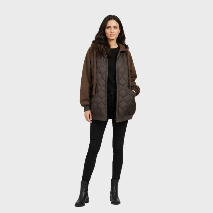 Women's Drawstring Hooded Quilted Jacket