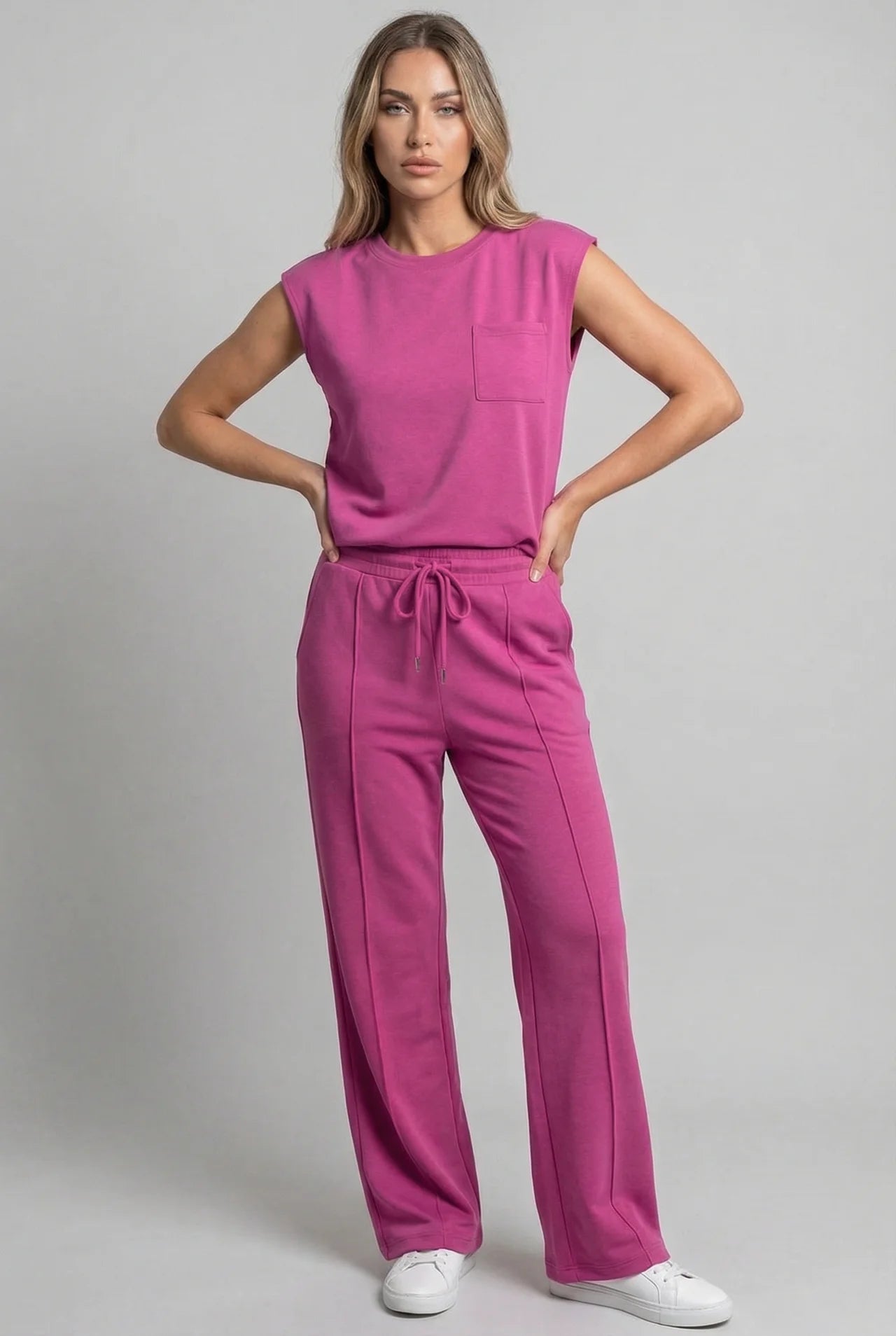 Wide Leg Drawstring Co-Ord Set Women
