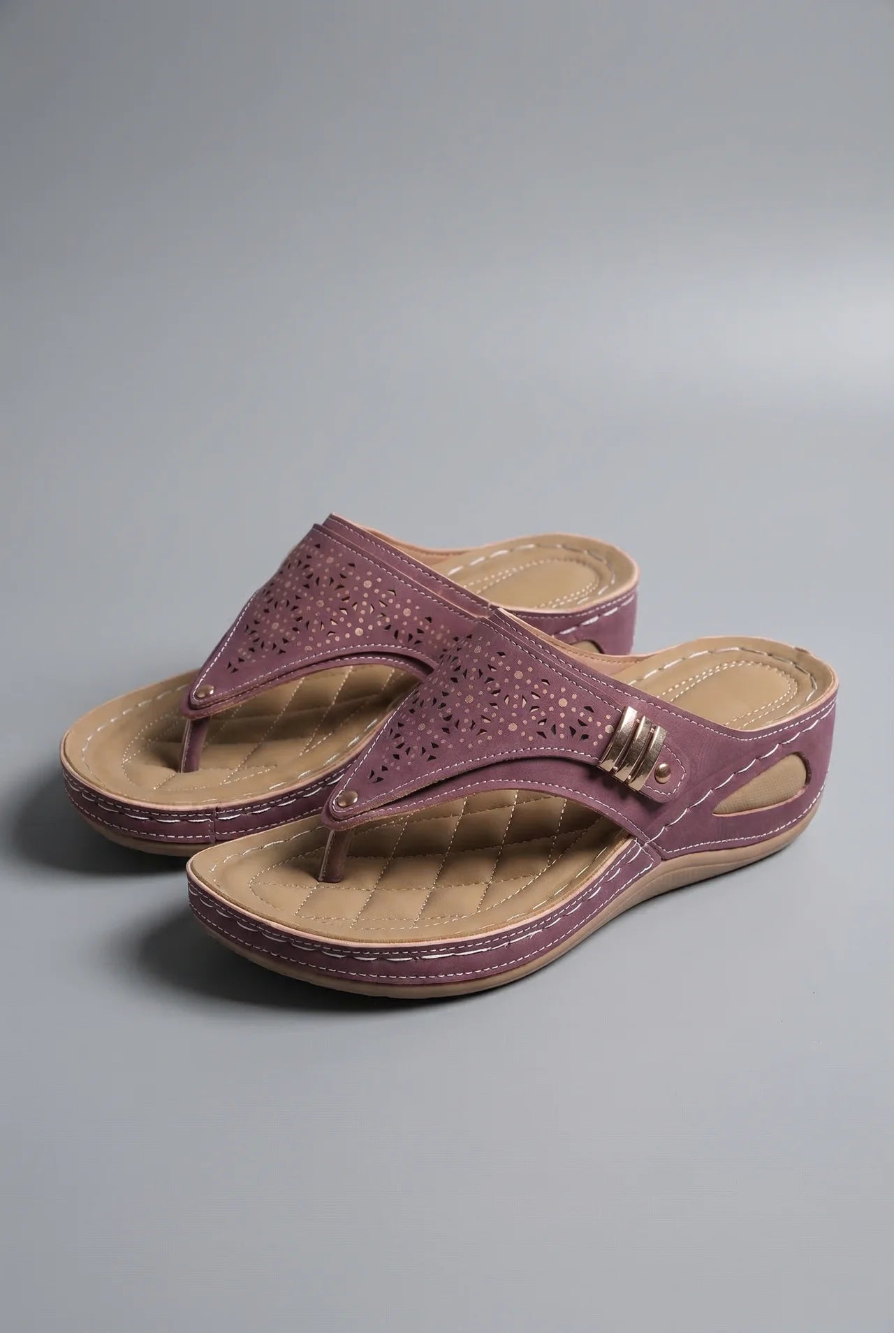 Wide Fit Walking Sandals Women Wedge Toe Post