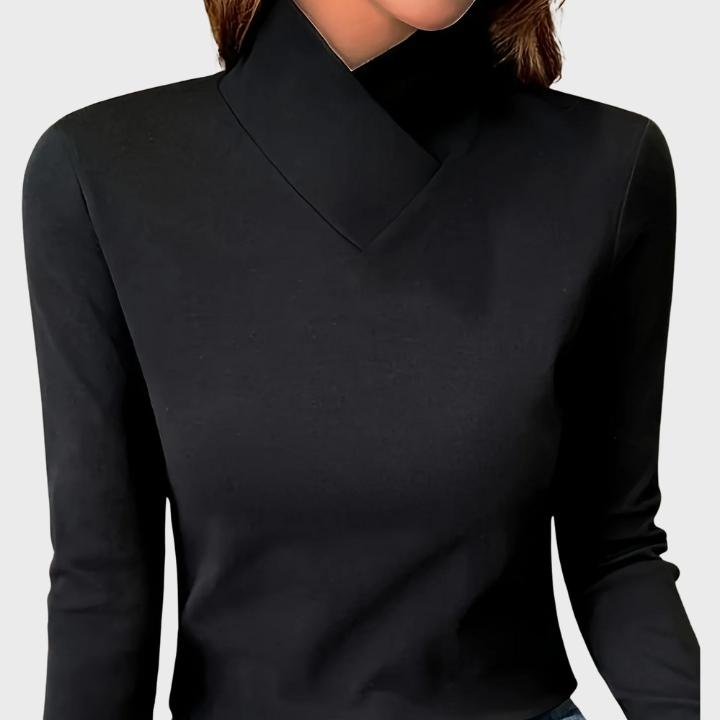 Warm High-Neck Long-Sleeve Knit Top