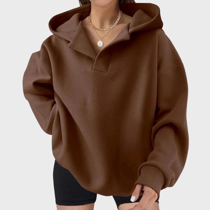 Women's Casual Oversized V-Neck Hoodie