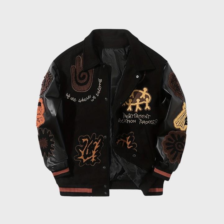 Men’s Geometric Embroidered Baseball Jacket