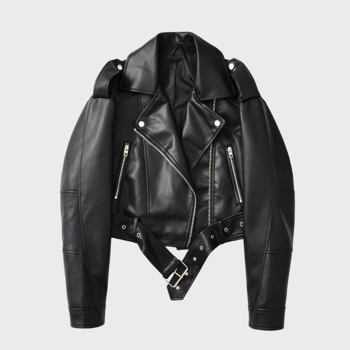 Women's Retro Belted Biker Jacket