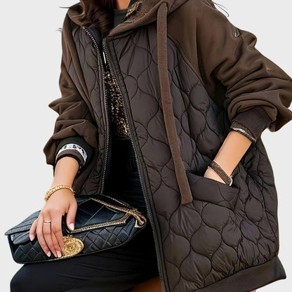 Women's Drawstring Hooded Quilted Jacket