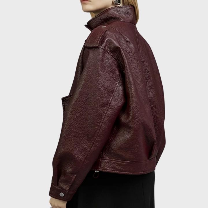 Women’s Retro Crimson Leather Jacket