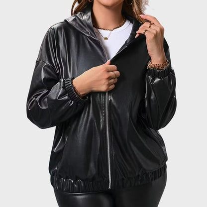 Women's Plus Size Zip-Up Hooded Jacket
