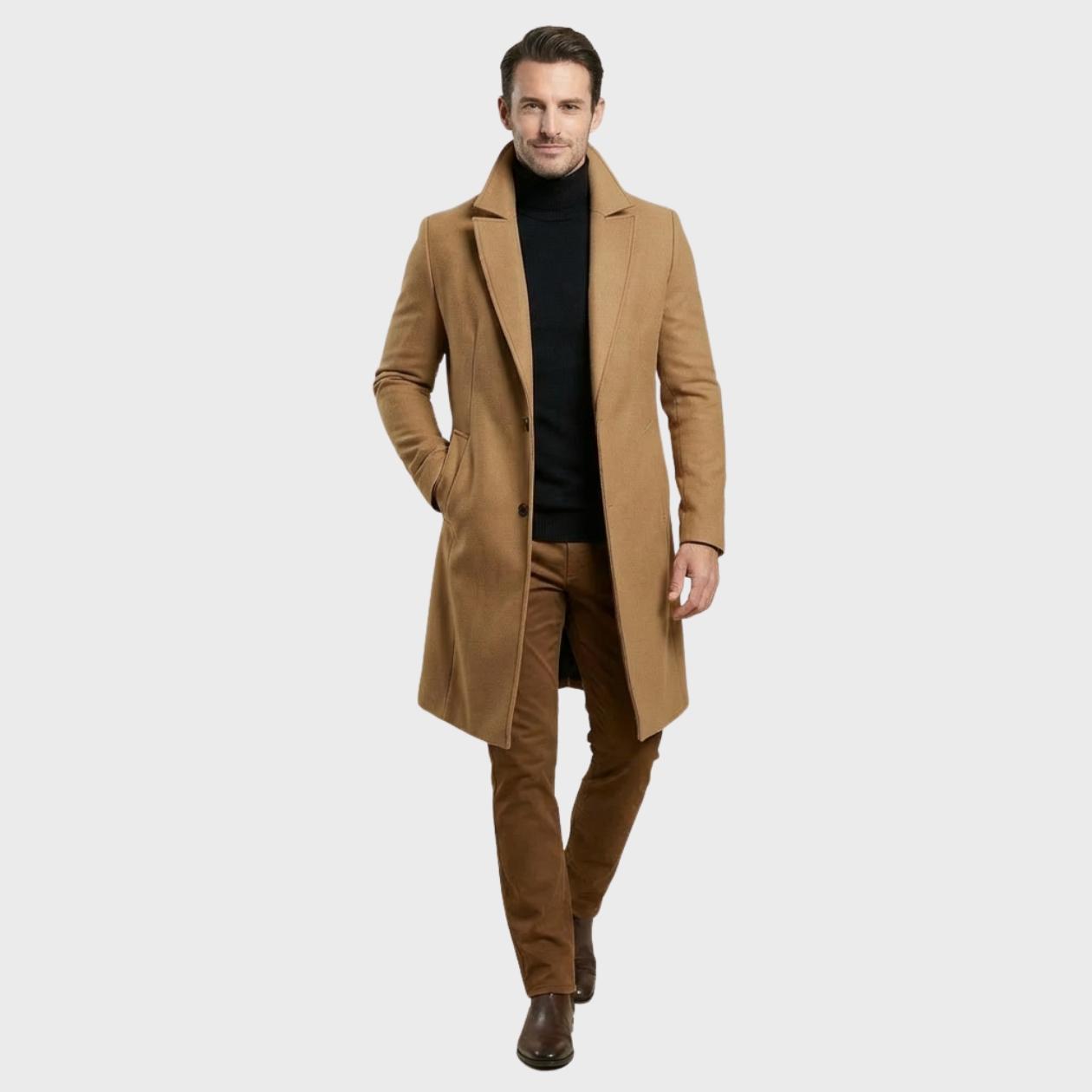 Men’s Formal Slim-Fit Tailored Long Coat