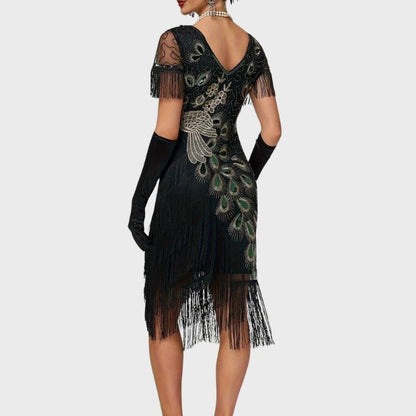 Women's Black Feather Cocktail Dress