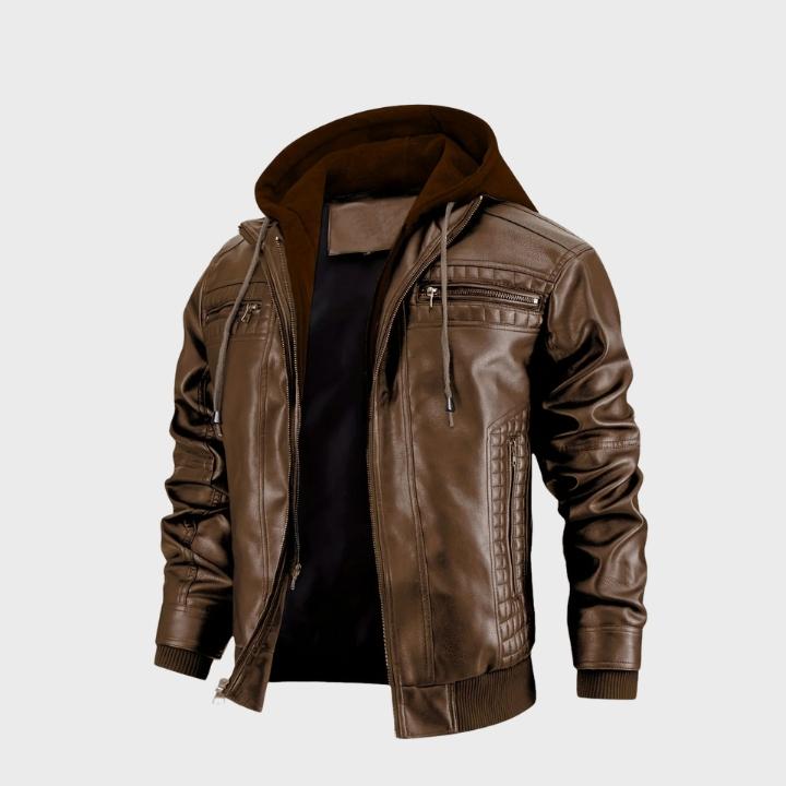 Men’s Hooded Bomber Jacket with Zipper Pockets