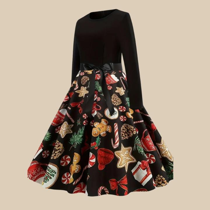 Women’s Christmas Vintage Print Dress