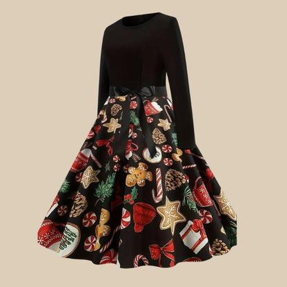 Women’s Christmas Vintage Print Dress