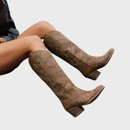 Women's Zip-Up Mid Heel Fashion Boots