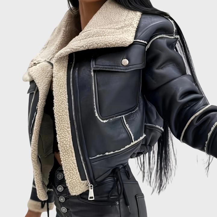 Women’s Short Zip-Up Retro Leather Jacket
