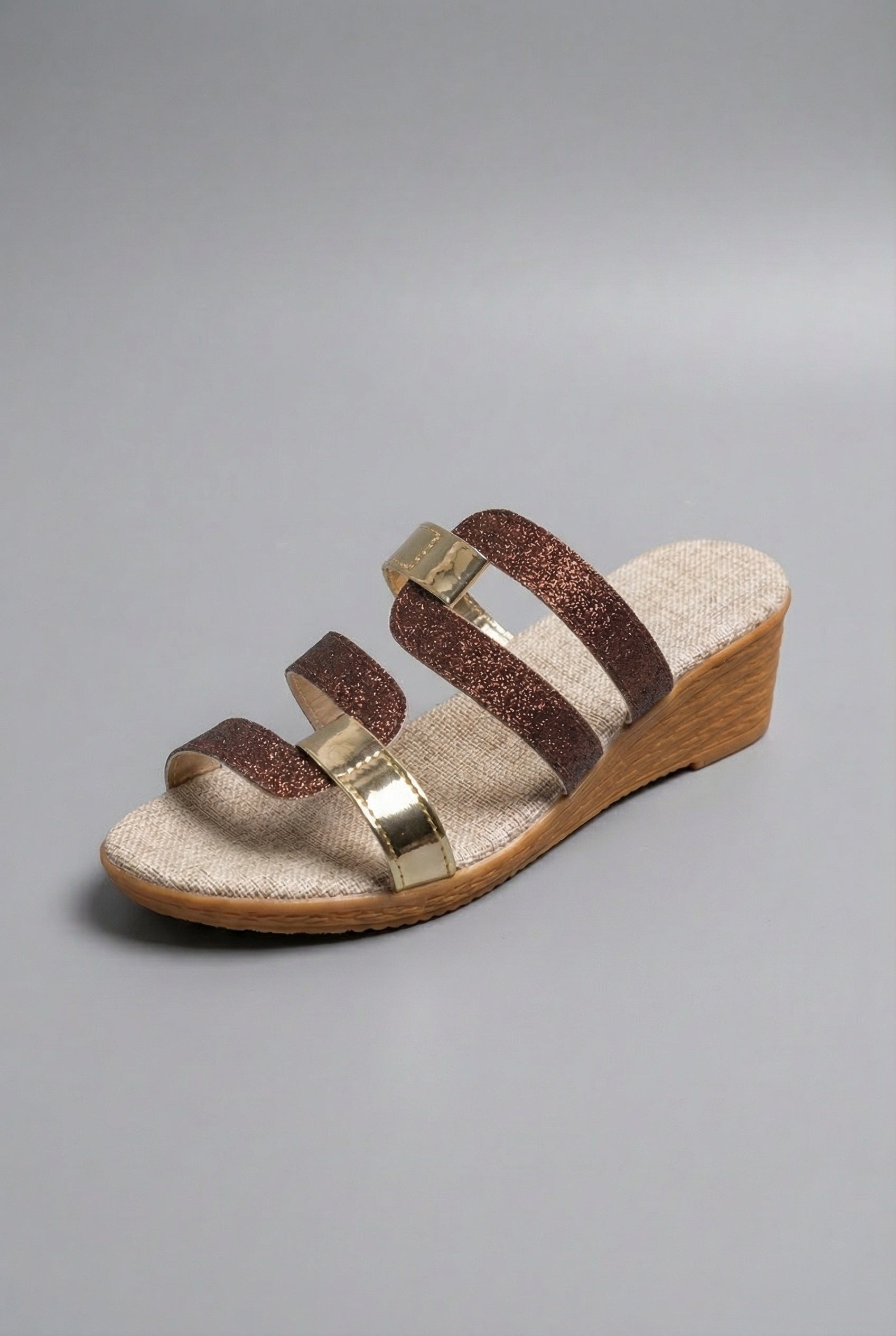 Triple Strap Slip On Comfort Wedge Sandals Women