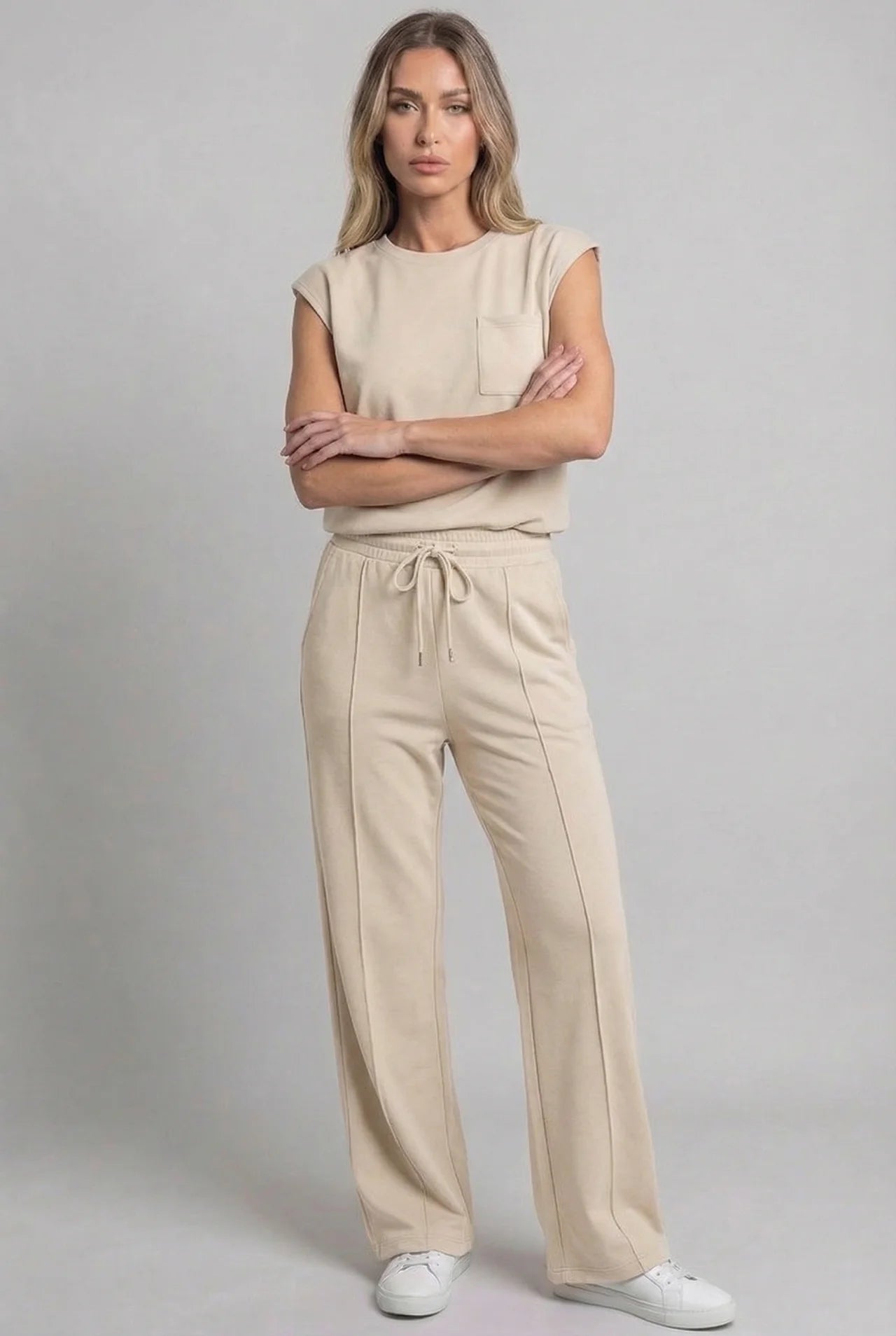 Wide Leg Drawstring Co-Ord Set Women