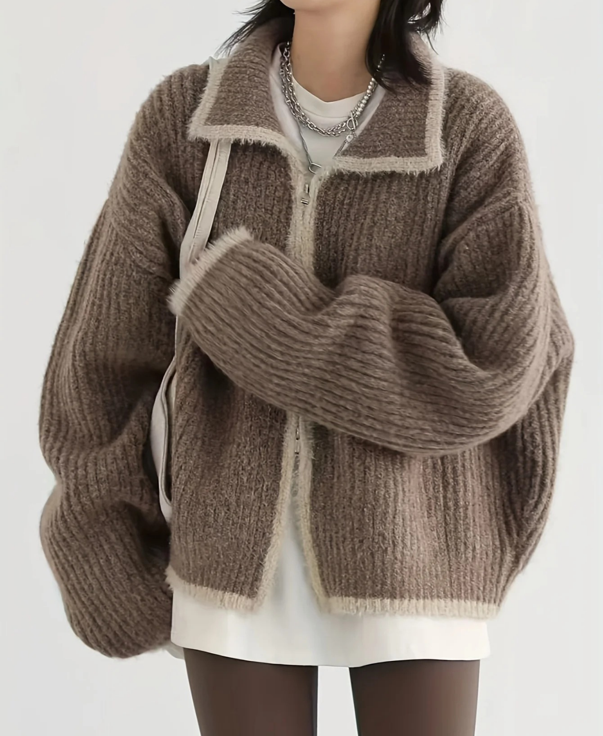 Zip Front Knit Cardigan