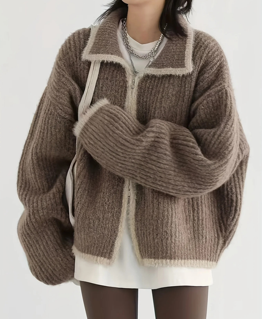 Zip Front Knit Cardigan