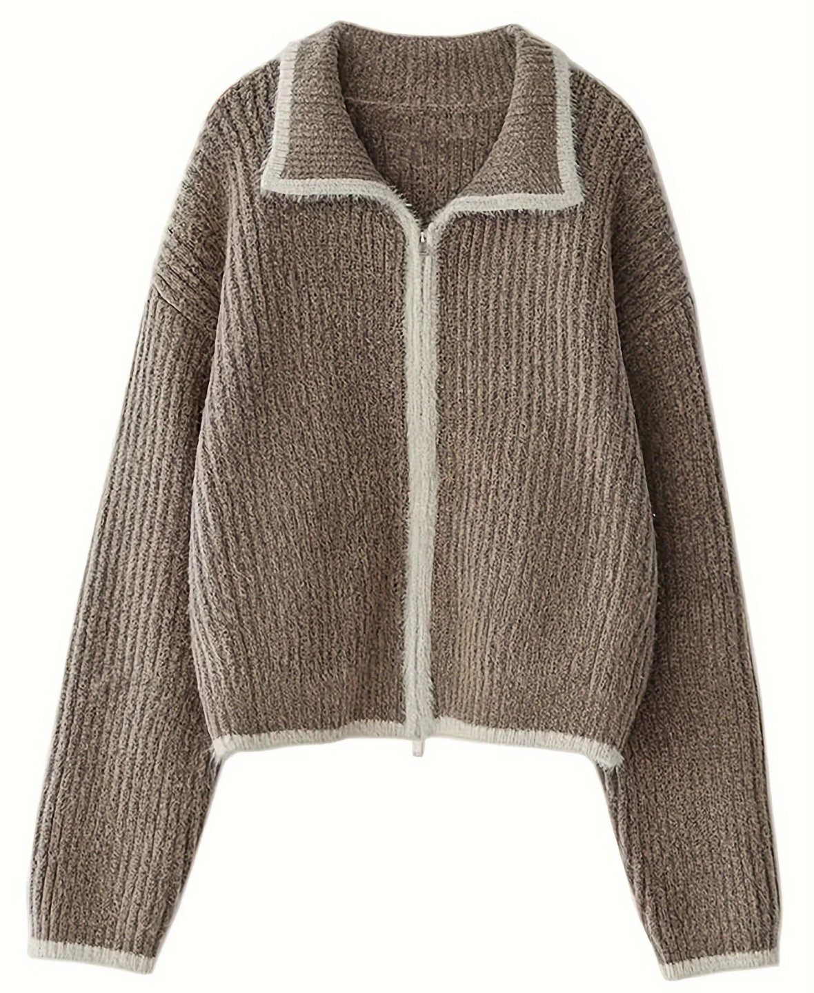 Zip Front Knit Cardigan