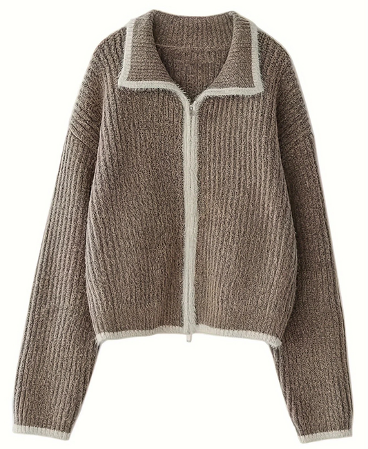 Zip Front Knit Cardigan