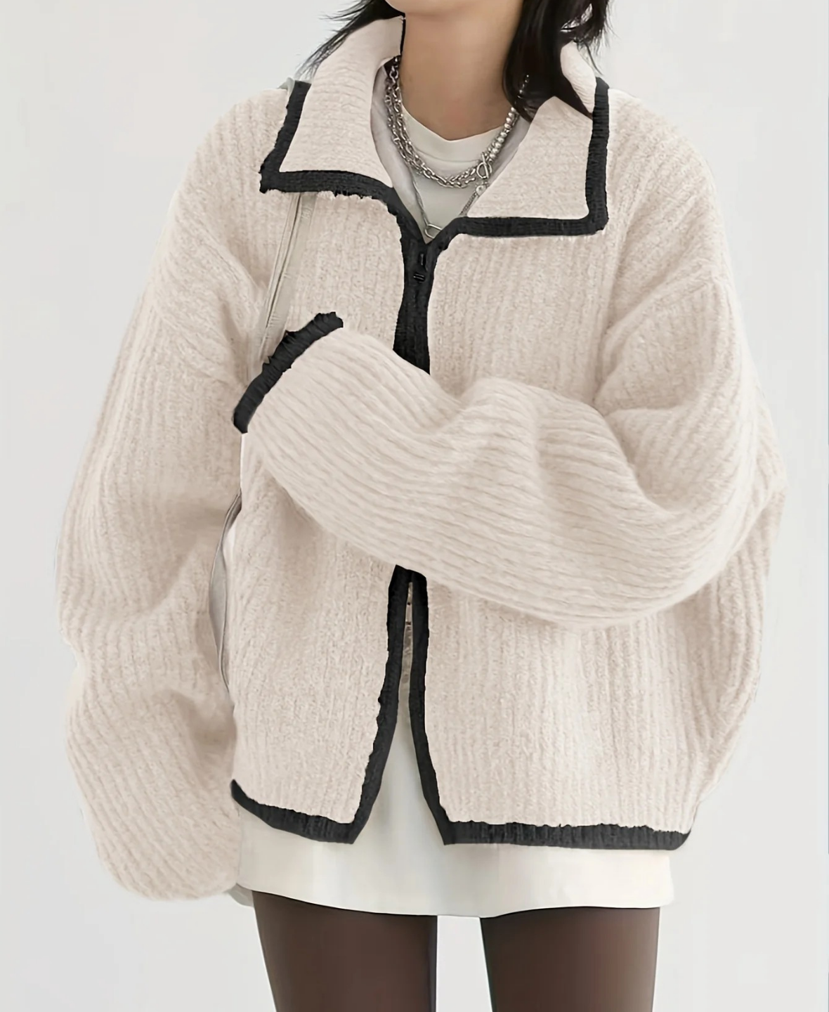 Zip Front Knit Cardigan