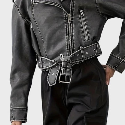 Women’s Chic Faux Leather Moto Jacket