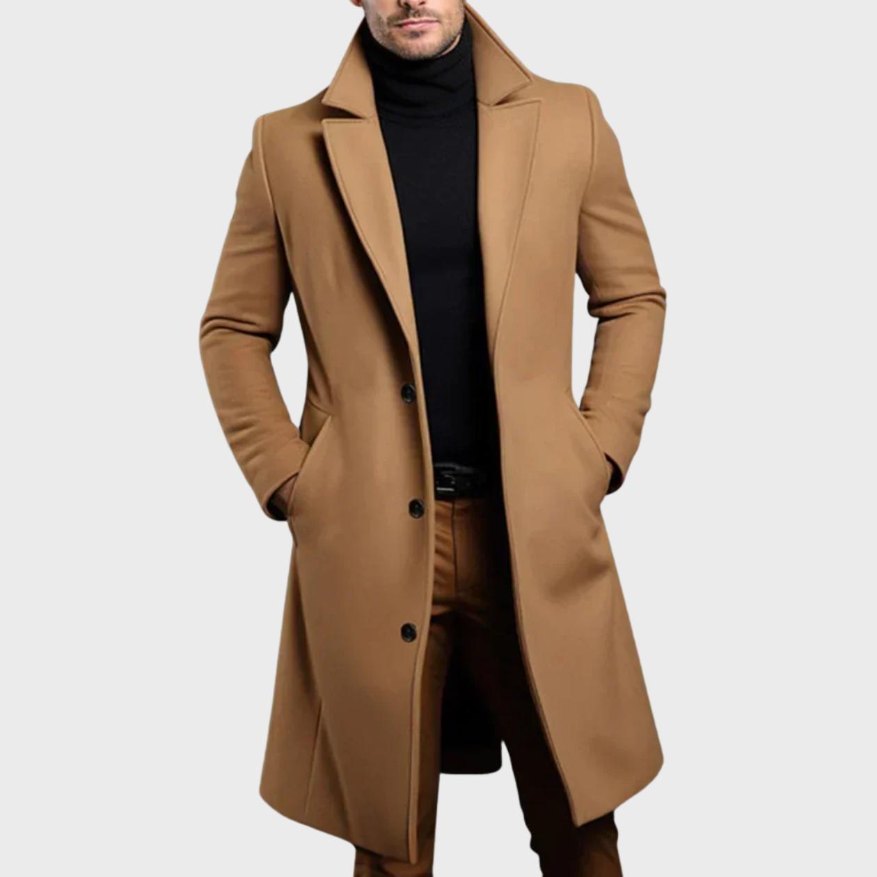 Men’s Formal Slim-Fit Tailored Long Coat
