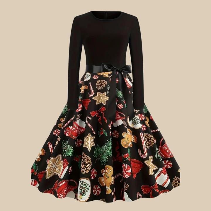 Women’s Christmas Vintage Print Dress