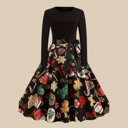 Women’s Christmas Vintage Print Dress