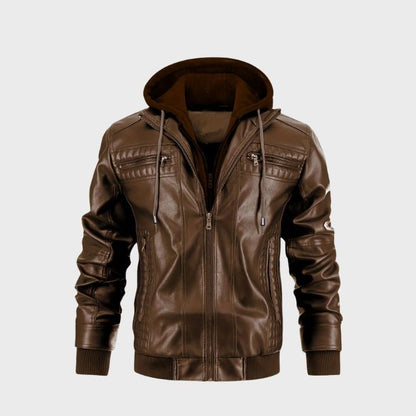 Men’s Hooded Bomber Jacket with Zipper Pockets