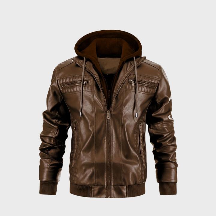 Men’s Hooded Bomber Jacket with Zipper Pockets